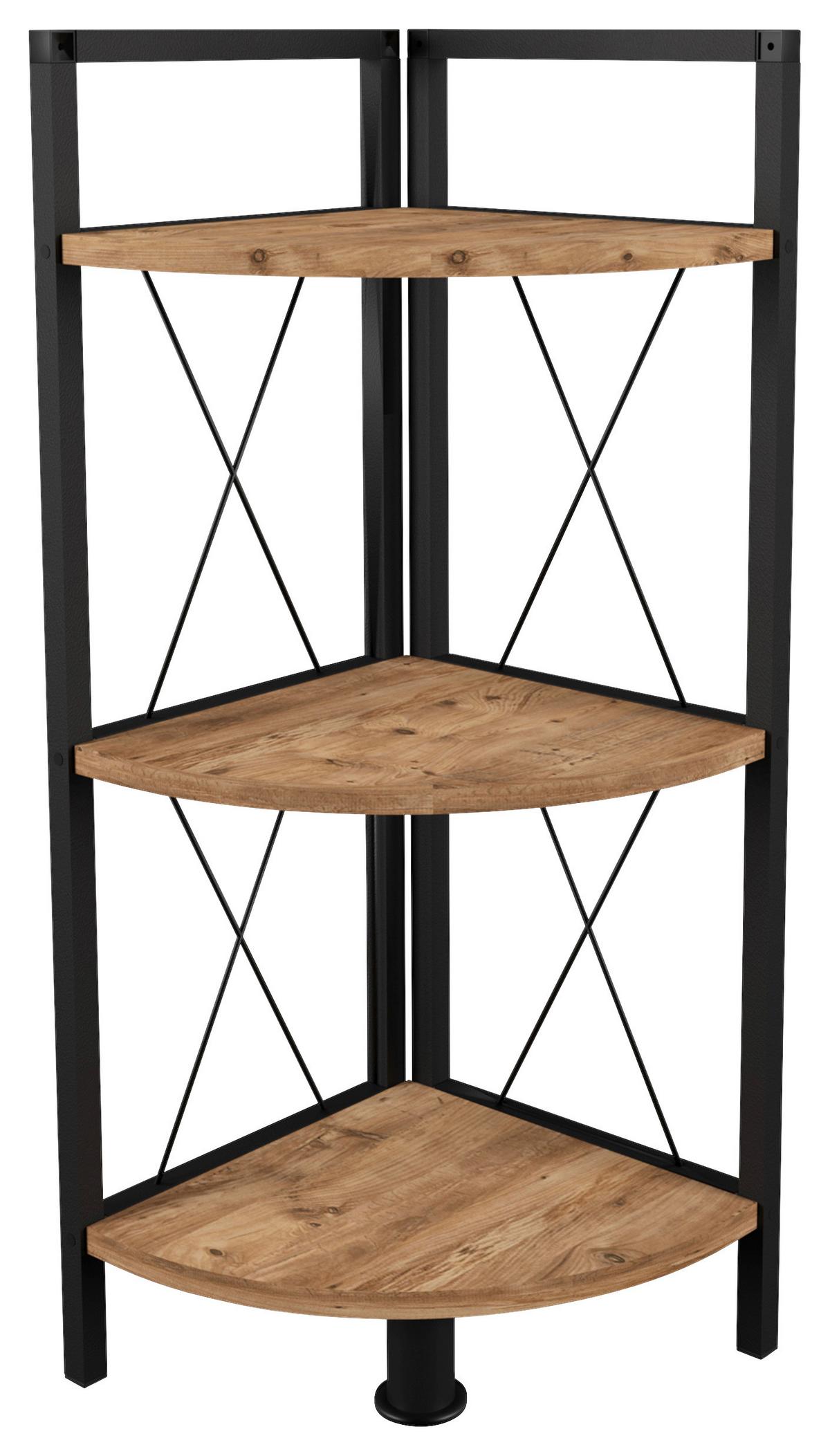 Eckregal Insasi Schwarz Honigeiche Dekor - Honigeiche/Schwarz, Design, Holzwerkstoff/Metall (34/87/34cm) - MID.YOU