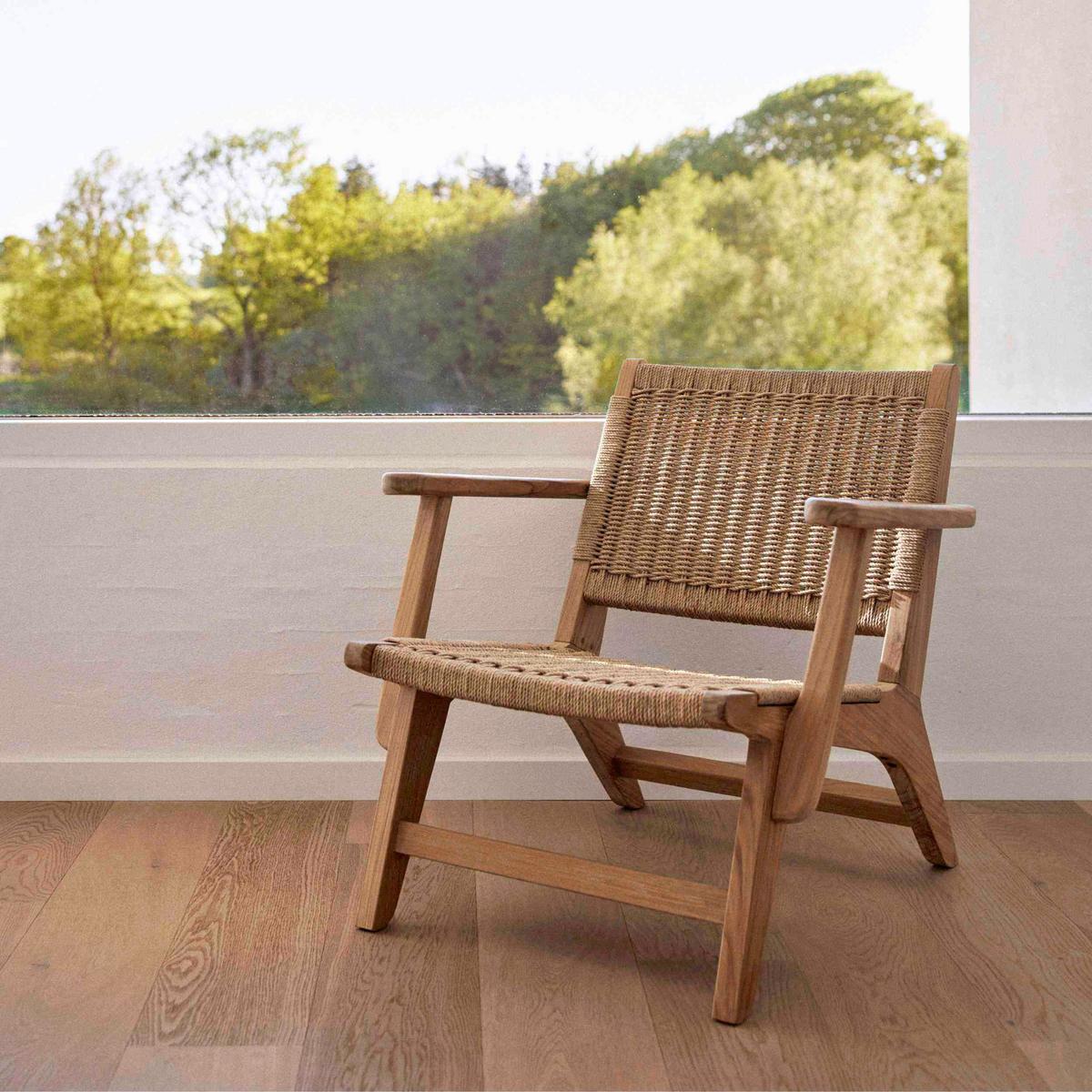 Loungesessel Eya Indoor 68x71x72 cm, natur - Hellbraun/Teakfarben, Natur, Holz/Papier (68/71/72cm) - Gardenson