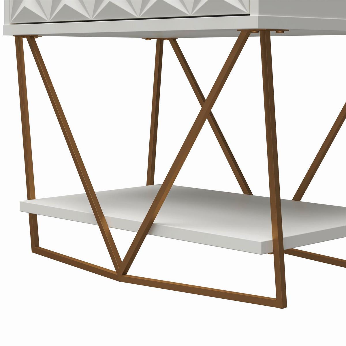 Beistelltisch Blair Creme L: 59 Cm - Creme, Design, Holzwerkstoff/Metall (59/42/68cm) - MID.YOU