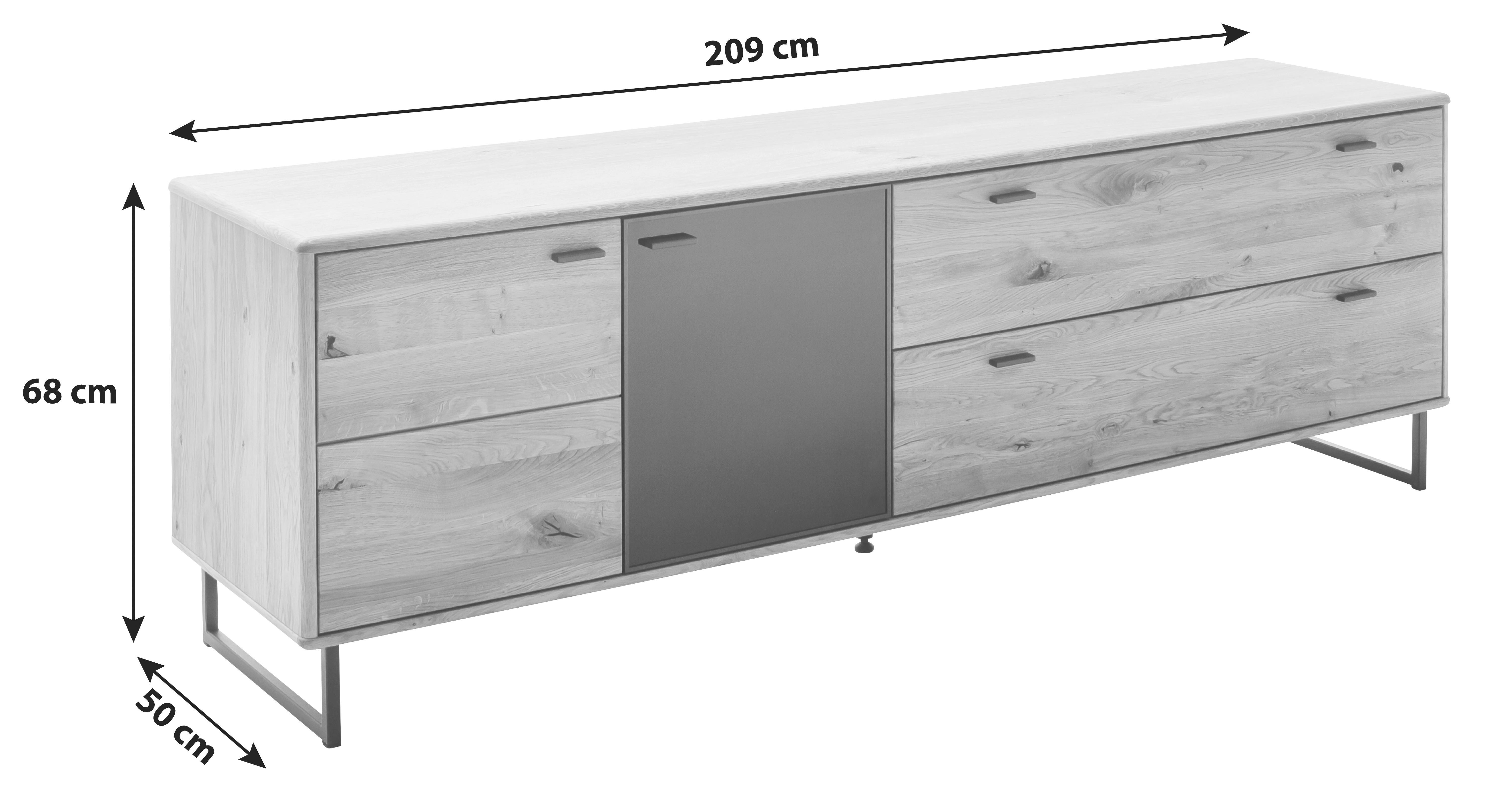 Lowboard Arezzo Wildeiche/Anthrazit B: 209 cm - Wildeiche/Anthrazit, Design, Glas/Holz (209/68/50cm) - MID.YOU