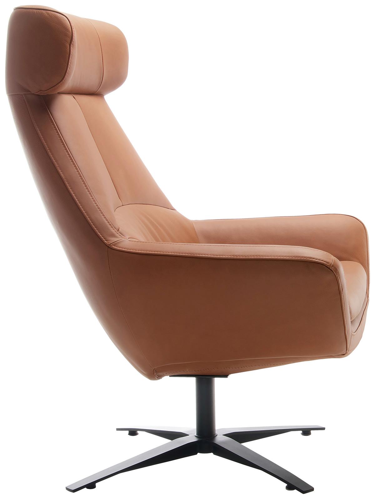 Sessel Be Organic - Cognac/Schwarz, MODERN, Leder (81/112/83cm) - Trendmanufaktur