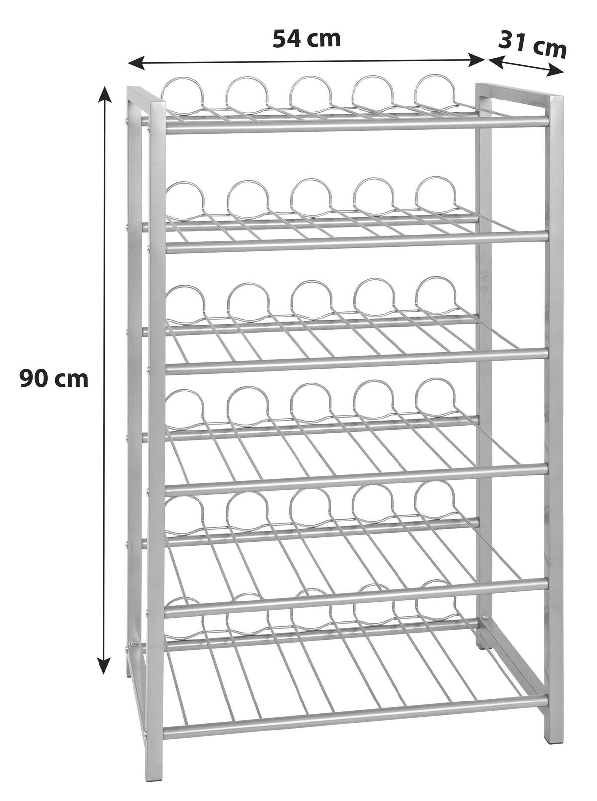 Weinregal Metall Alufarben 54 Flaschen Bxh: 54x90 Cm - Alufarben, MODERN, Metall (54/90/31cm)