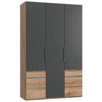 Drehtürenschrank mit Laden, B: 150 cm Eiche Dekor/Graphitf. - Eichefarben/Graphitfarben, MODERN, Holzwerkstoff (150/236/58cm) - MID.YOU