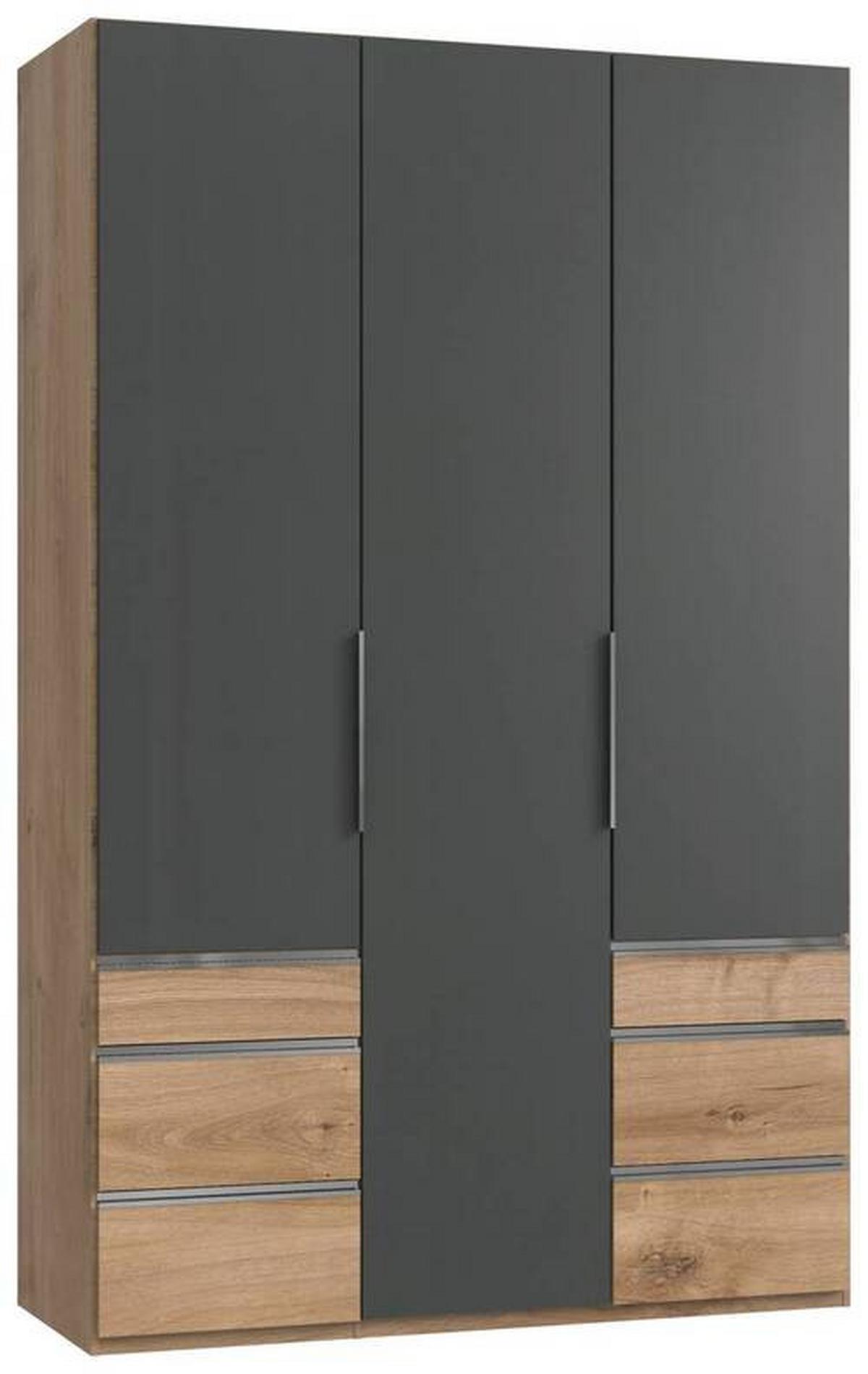 Drehtürenschrank mit Laden, B: 150 cm Eiche Dekor/Graphitf. - Eichefarben/Graphitfarben, MODERN, Holzwerkstoff (150/236/58cm) - MID.YOU