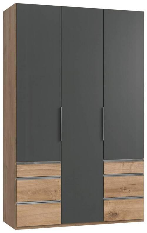 Drehtürenschrank mit Laden, B: 150 cm Eiche Dekor/Graphitf.
