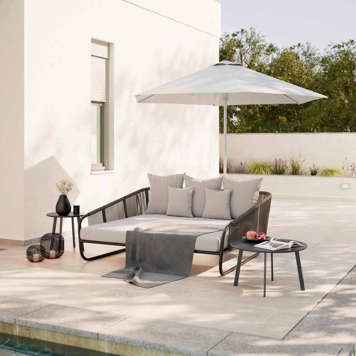 Sonneninsel Alicante - Schwarz/Grau, MODERN, Kunststoff/Textil (178/74/175cm) - Beldano