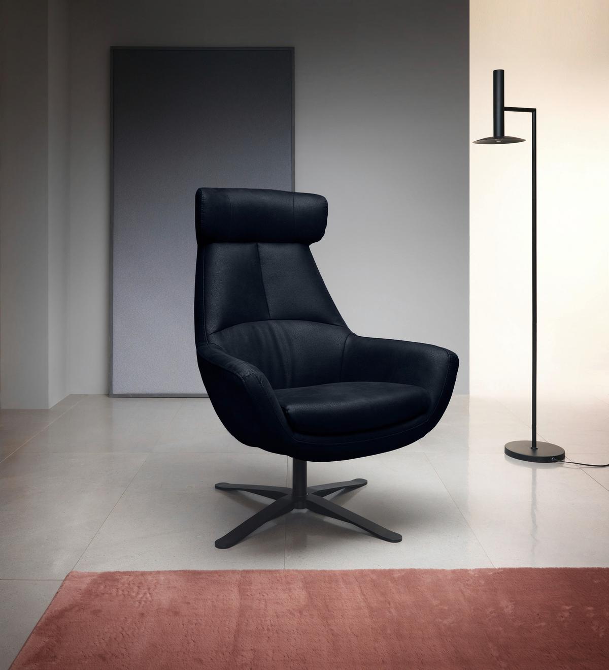 Sessel Be Organic - Blau/Schwarz, MODERN, Textil (81/112/83cm) - Trendmanufaktur