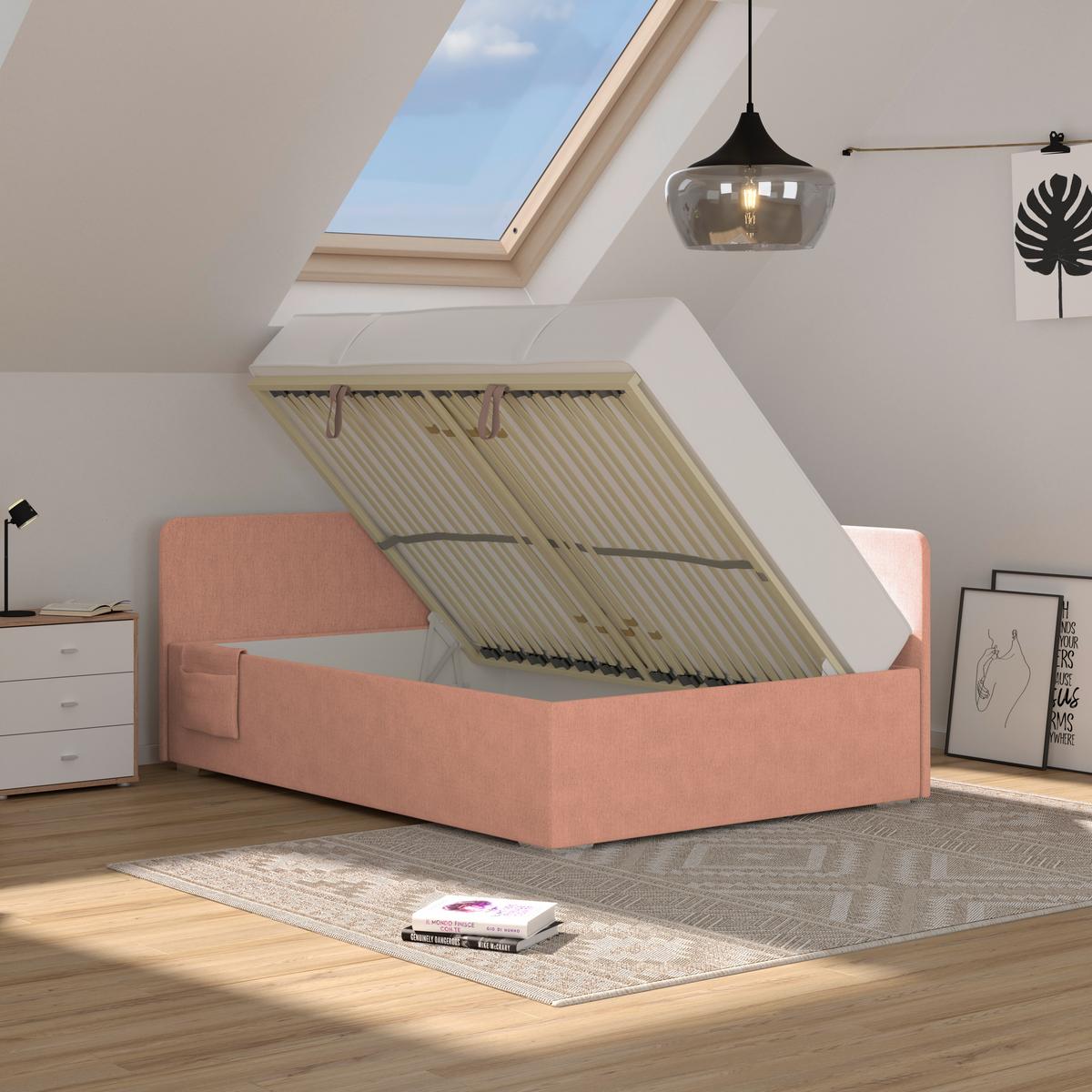 Polsterbett Remi - Chromfarben/Aprikose, MODERN, Holz/Textil (140/200cm)