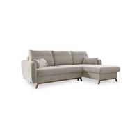 Sedačka LUCILE S, pravá, béžová, úl.prostor a lůžko - přírodní barvy/béžová, dřevo/textil (235/157cm) - MID.YOU