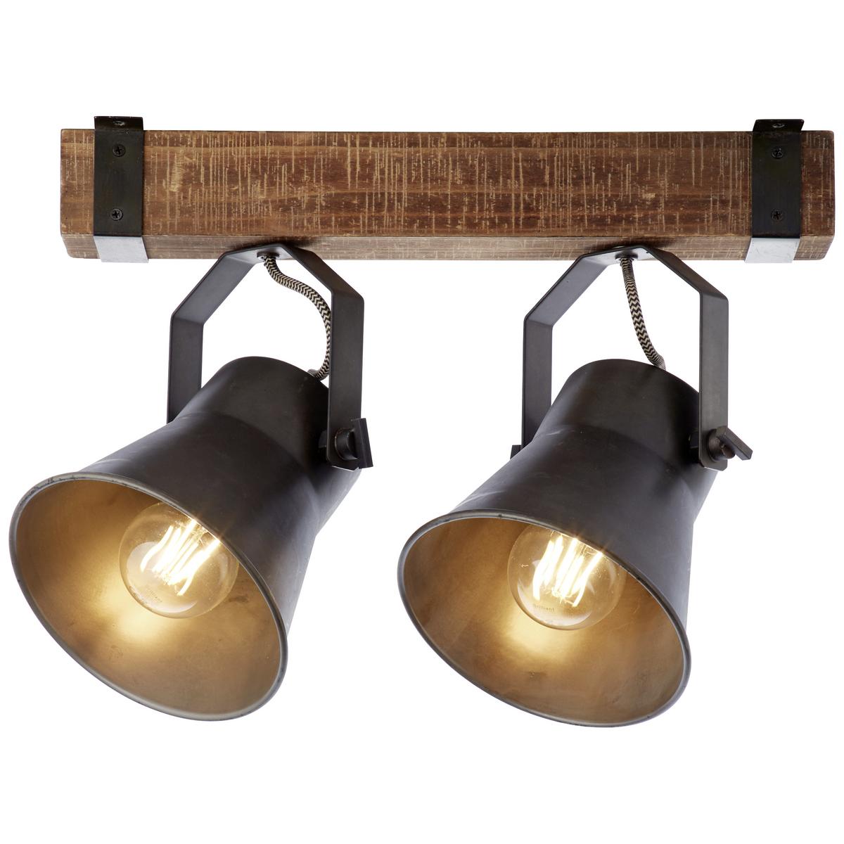 Strahler Plow 2-flammig Drehbar, Schwenkbar L: 40 Cm - Schwarz, Design, Holz/Metall (40/24cm) - Brilliant