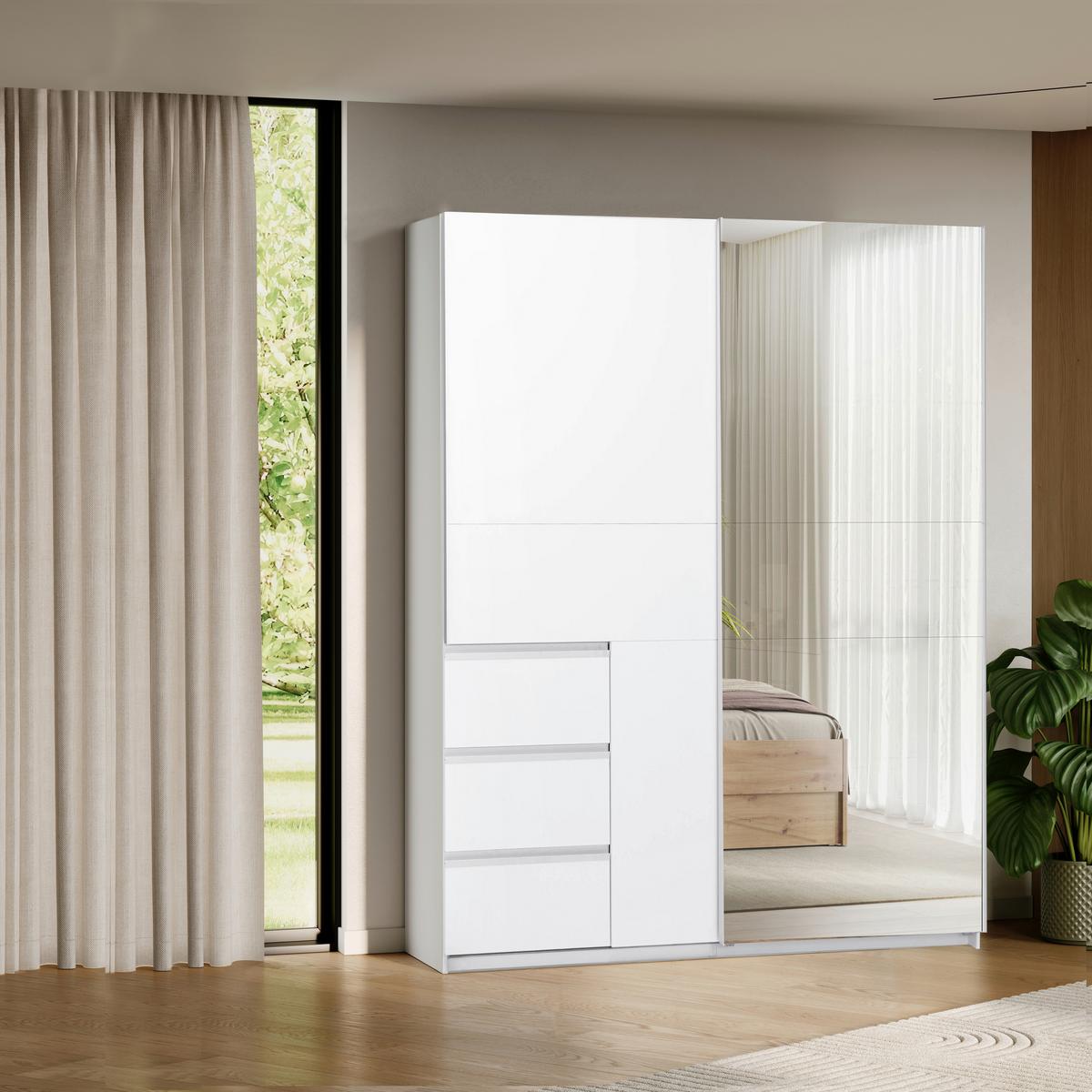 SCHIEBETÜRENSCHRANK Wilma Weiß B: 175cm - Weiß, MODERN, Holzwerkstoff (175/210/61,5cm) - P & B