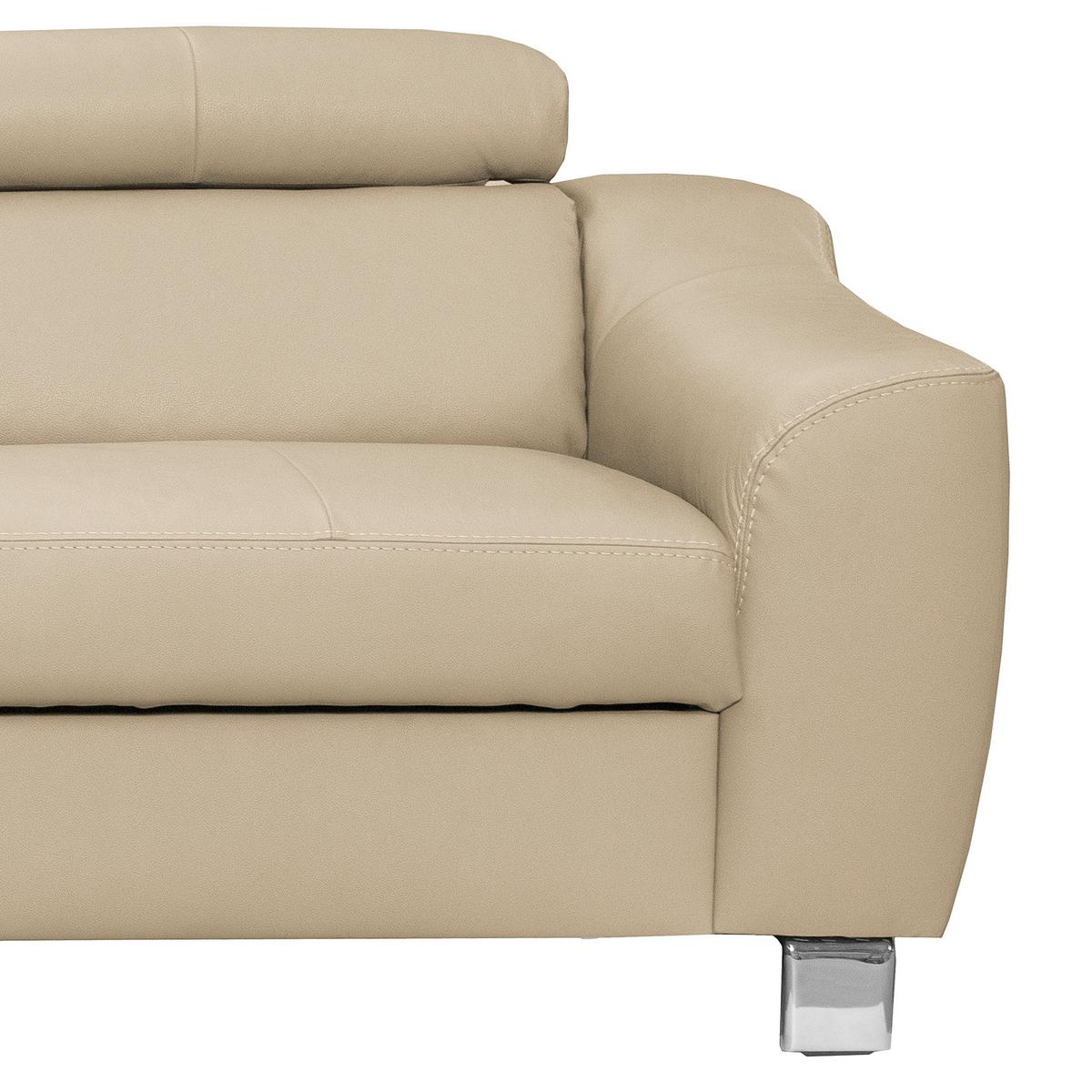 Ecksofa Aspen Lederlook Beige 208x245 Cm - Chromfarben/Beige, Design, Leder/Textil (208/245cm) - Livetastic