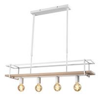 Pendelleuchte Antony Hellbraun Weiß Hg L: 100 cm - Hellbraun/Weiß Hochglanz, Natur, Holz/Metall (100/20.5/90cm)