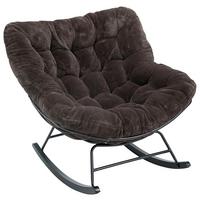 Houpací křeslo CLOUD, tmavě hnědá umělá kožešina - tmavě hnědá/černá, Moderní, kov/dřevo (96/88/103cm) - Mömax