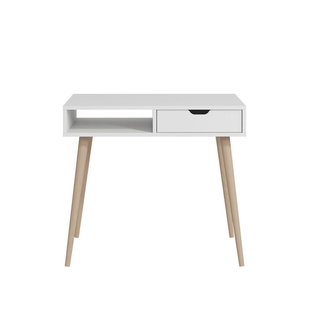 Schreibtisch Offer Weiß L: 90cm - Eichefarben/Weiß, Design, Holzwerkstoff (90/60/80cm) - Livetastic