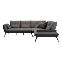 TRENDY, pravá, antracitová, s 3 bederními polštáři - černá/tmavě šedá, Moderní, kov/kompozitní dřevo (310/250cm) - Premium Living