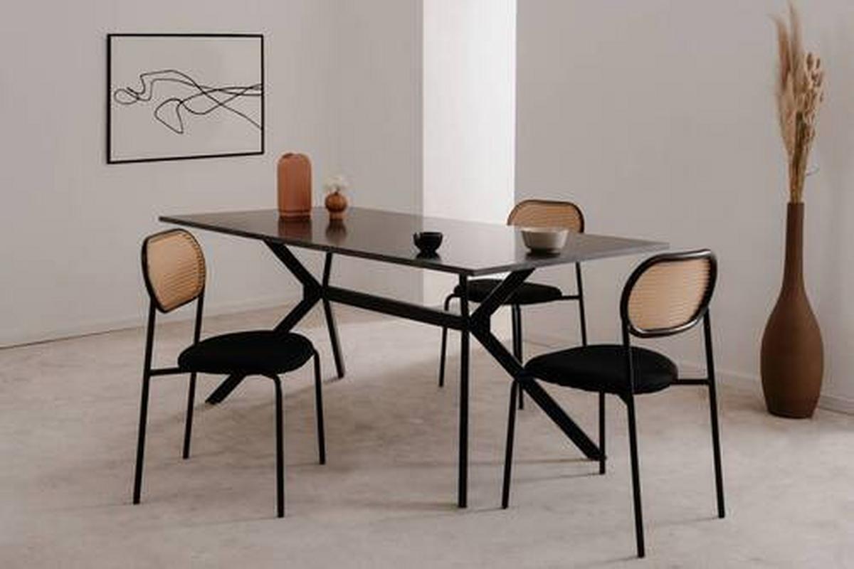 Étkezőasztal Onex 81a - fekete/palaszürke, Basics, faalapú anyag/fém (180/90/75cm) - MID.YOU