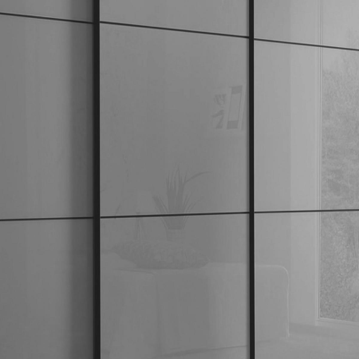 Schwebetürenschrank Glasfront 298 Cm Includo, Hellgrau - Dunkelgrau/Hellgrau, MODERN, Glas/Holzwerkstoff (298/222/68cm)