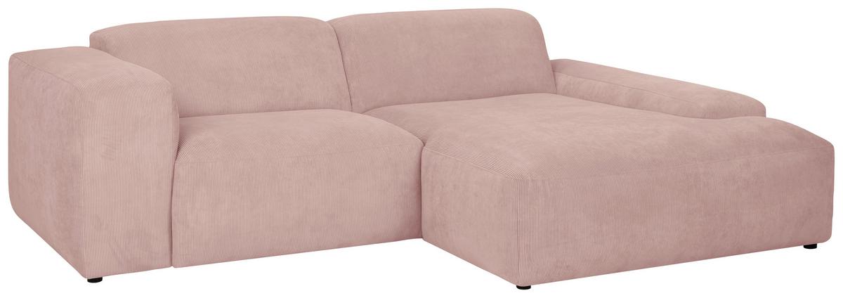 Ecksofa Hannah Rosa 252x170 Cm - Schwarz/Rosa, Design, Textil (252/170cm) - MID.YOU