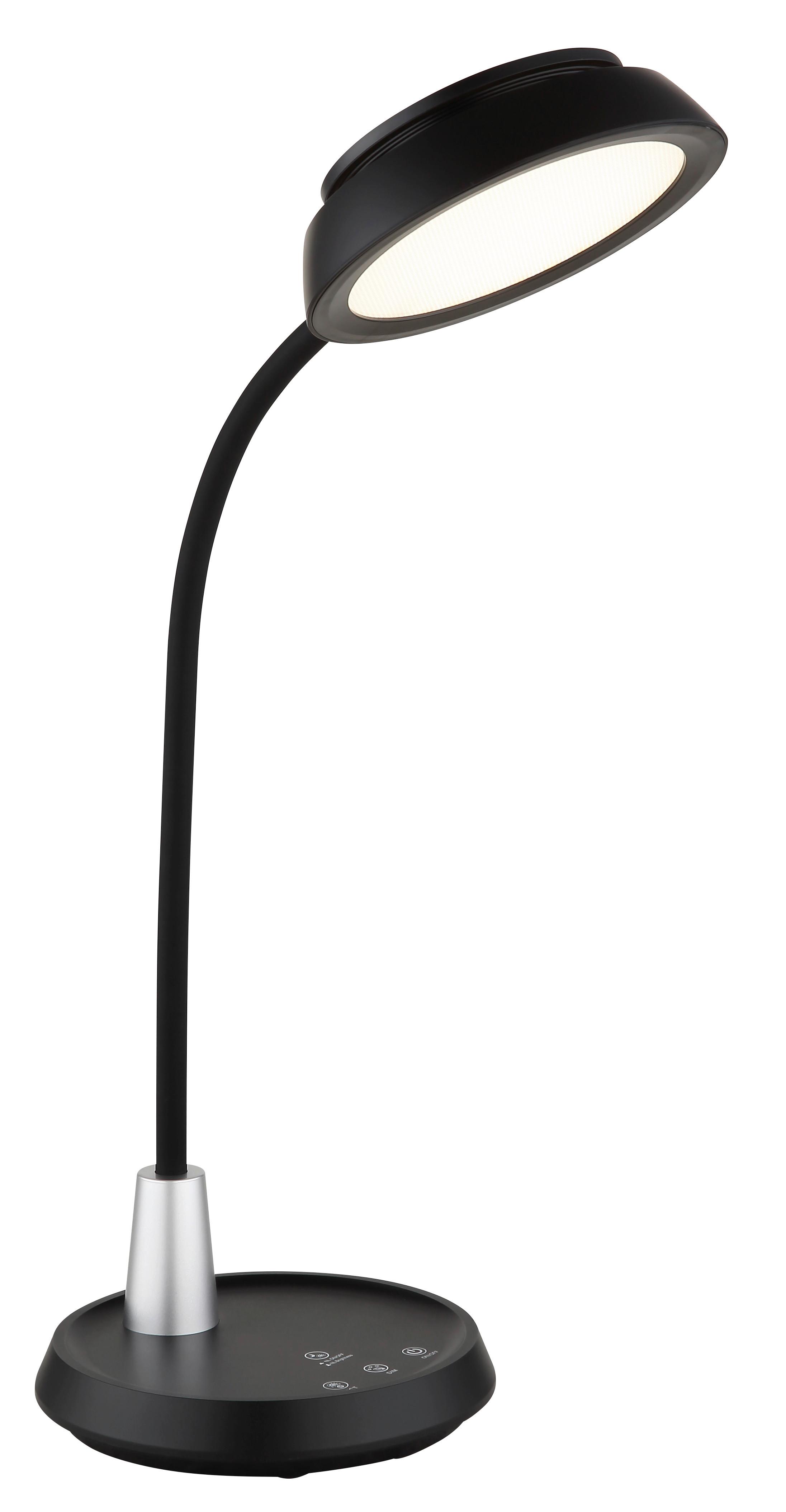 Led-tischleuchte Memory-Funktion - Silberfarben/Schwarz, Design, Kunststoff (30,6/17,2/44,8cm) - Globo