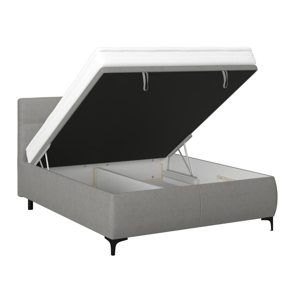 Polsterbett Zeni 140 - Schwarz/Weiß, KONVENTIONELL, Holz/Textil (140/200cm)