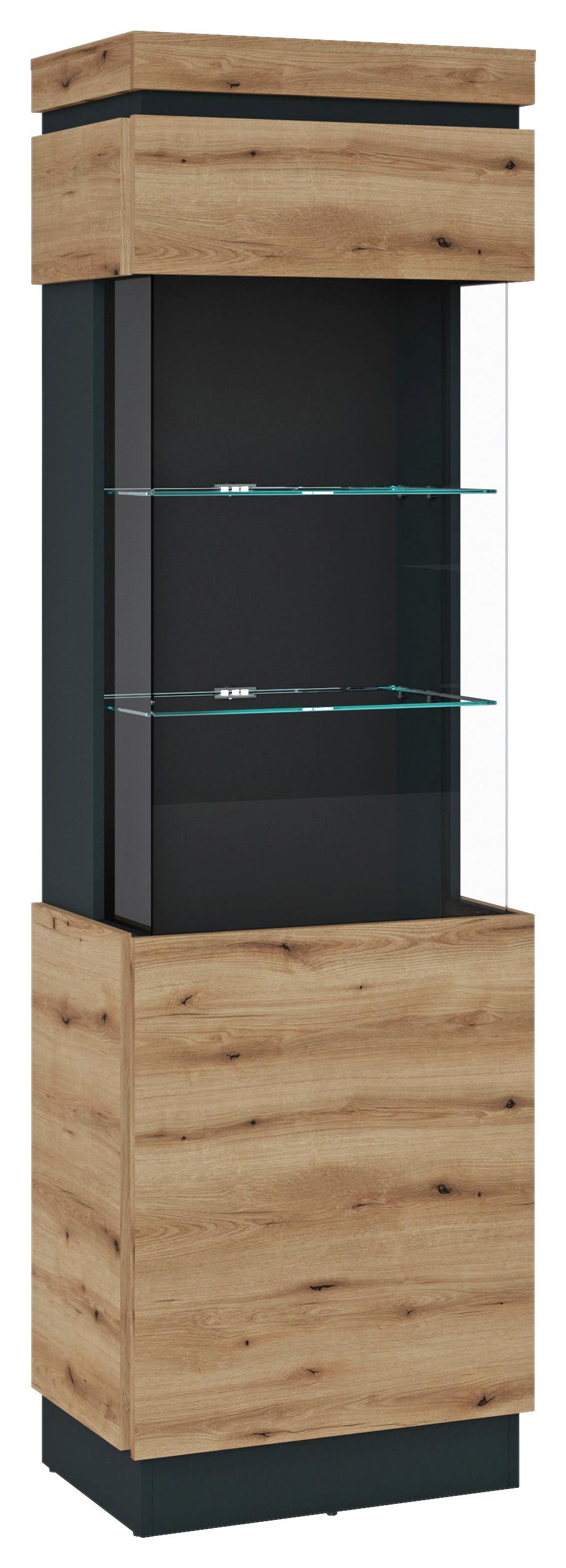Vitrine Corte Grau/Eiche Dekor B: 60,1 cm - Eichefarben/Grau, Trend, Glas/Holzwerkstoff (60,1/200,5/40cm)