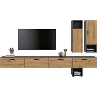 Wohnwand, The One 7, B: 300 cm Artisan Eiche Dekor/Grau - Schwarz/Eiche Artisan, Trend, Holzwerkstoff (300/178/34cm)