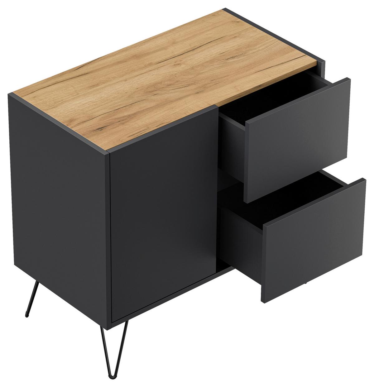 Sideboard Posseik Industrial Eichefarben/Graphit B: 79 cm - Eichefarben/Schwarz, Design, Holzwerkstoff (79/75,8/42cm) - P & B