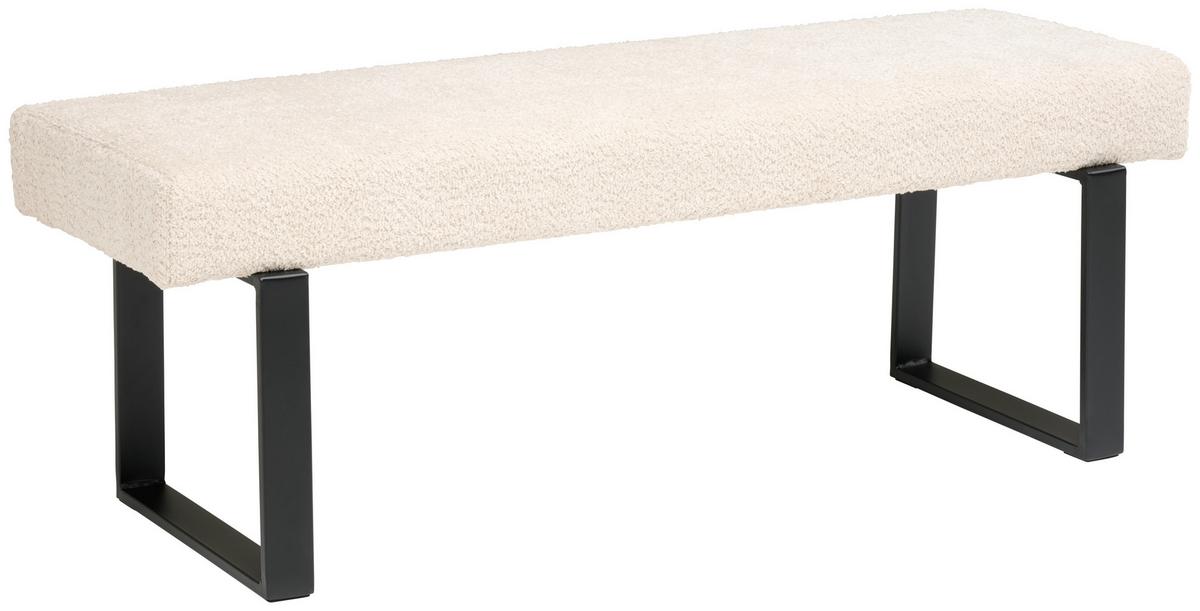 Sitzbank Kea Ohne Lehne Beige, B: 140 Cm - Beige/Schwarz, KONVENTIONELL, Textil/Metall (140/49/47cm) - MID.YOU