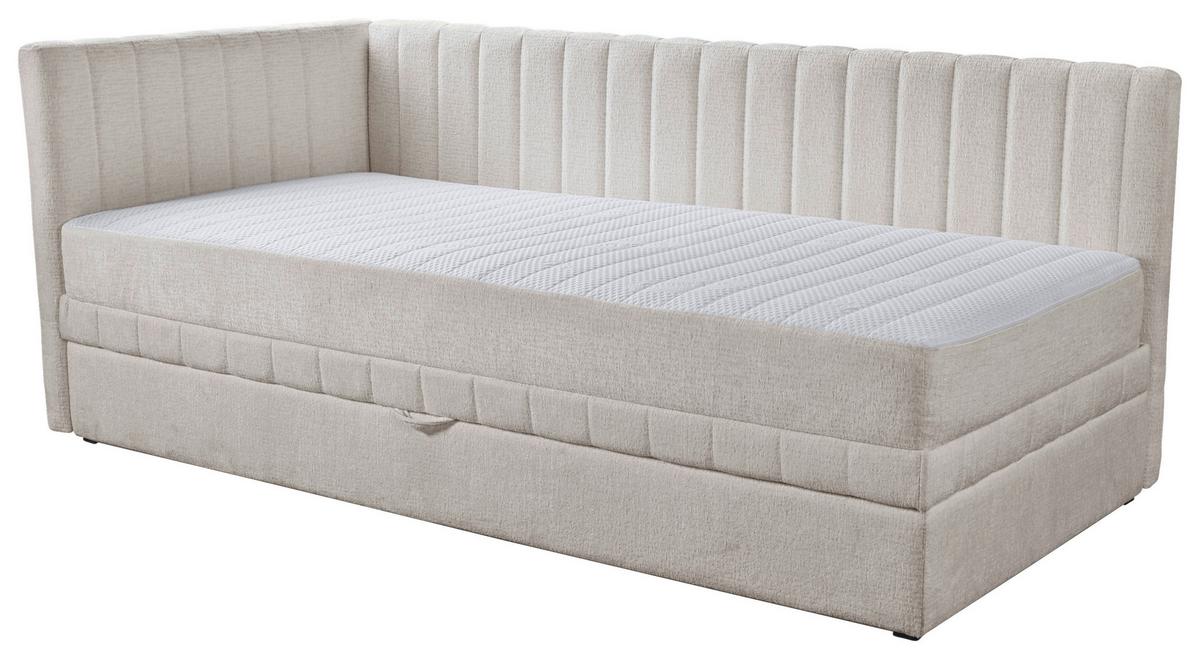 Schlafsofa Roma, Beige B: 212 Cm - Beige/Schwarz, Design, Holz/Holzwerkstoff (212/83/99cm) - MID.YOU