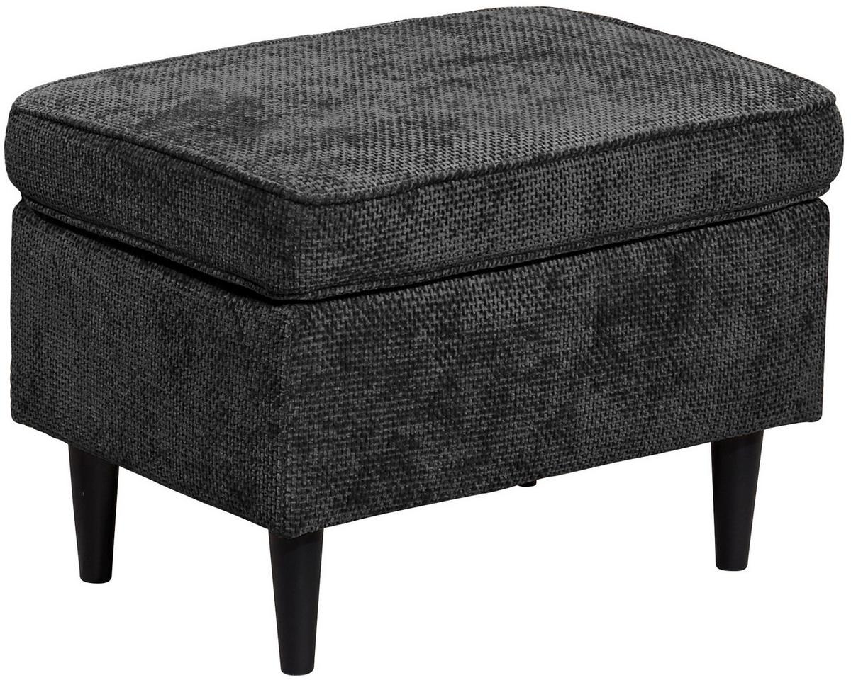 Hocker Oskar Schwarz B: 63 cm - Schwarz, KONVENTIONELL, Textil (63/43/42cm) - MID.YOU