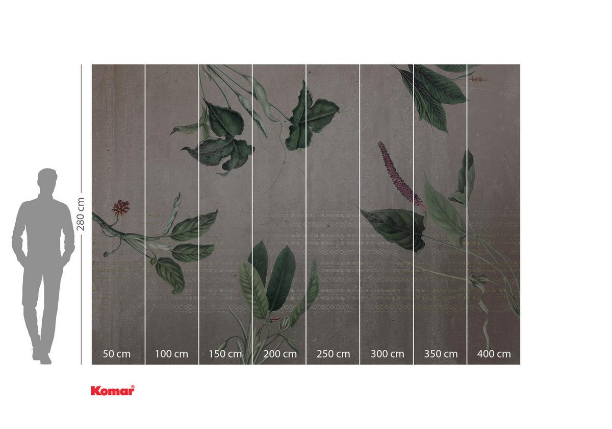Fototapete Tropic Concrete - Rot/Grau, Trend, Papier (400/280cm) - Komar