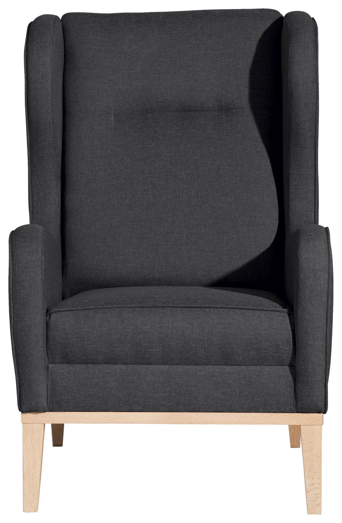 Ohrensessel Angelo - Graphitfarben/Naturfarben, KONVENTIONELL, Textil (66/104/78cm) - Max Winzer
