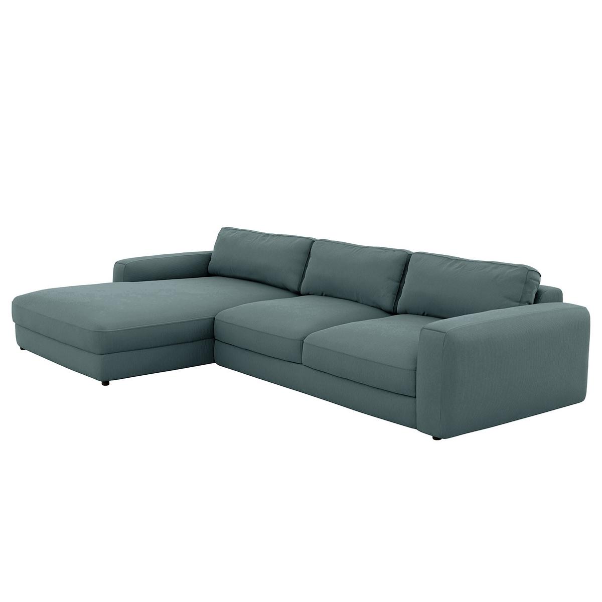 Ecksofa Bourbon Blaugrau S: 176x303 cm - Blaugrau/Schwarz, MODERN, Textil (176/303cm) - Trendmanufaktur