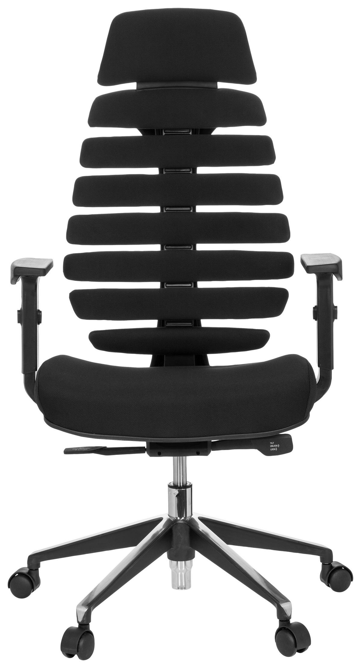 Drehstuhl Ergo Line II Pro Schwarz - Alufarben/Schwarz, MODERN, Kunststoff/Textil (65/131/53cm) - MID.YOU