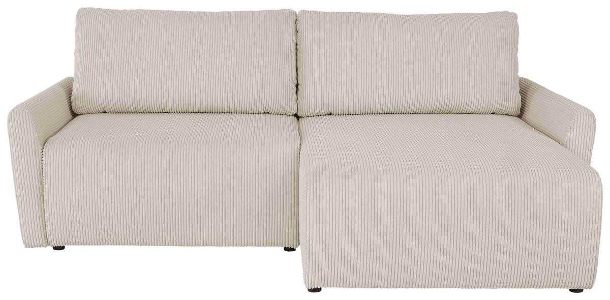 Ecksofa mit Schlaffunktion & Bettkasten Josh Beige Cord - Beige, Trend, Textil (229/146cm)