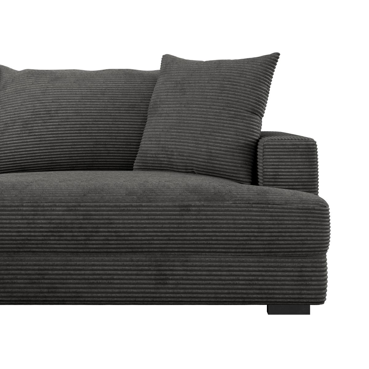 Rohová sedačka PELLE, levá, šedý manšestr - šedá/černá, Moderní, textil (180/265cm)