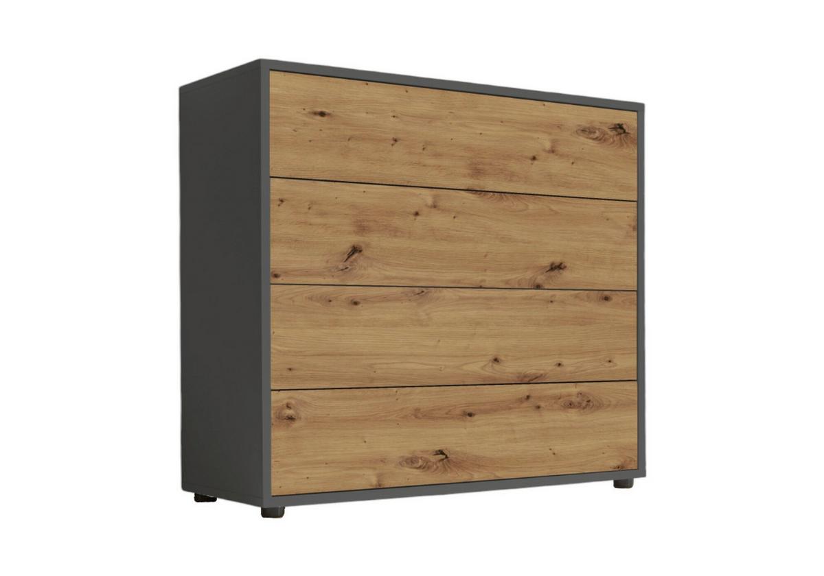 Kommode Mailand Typ 3 - Anthrazit/Schwarz, MODERN, Holzwerkstoff (79/73/33cm) - MID.YOU