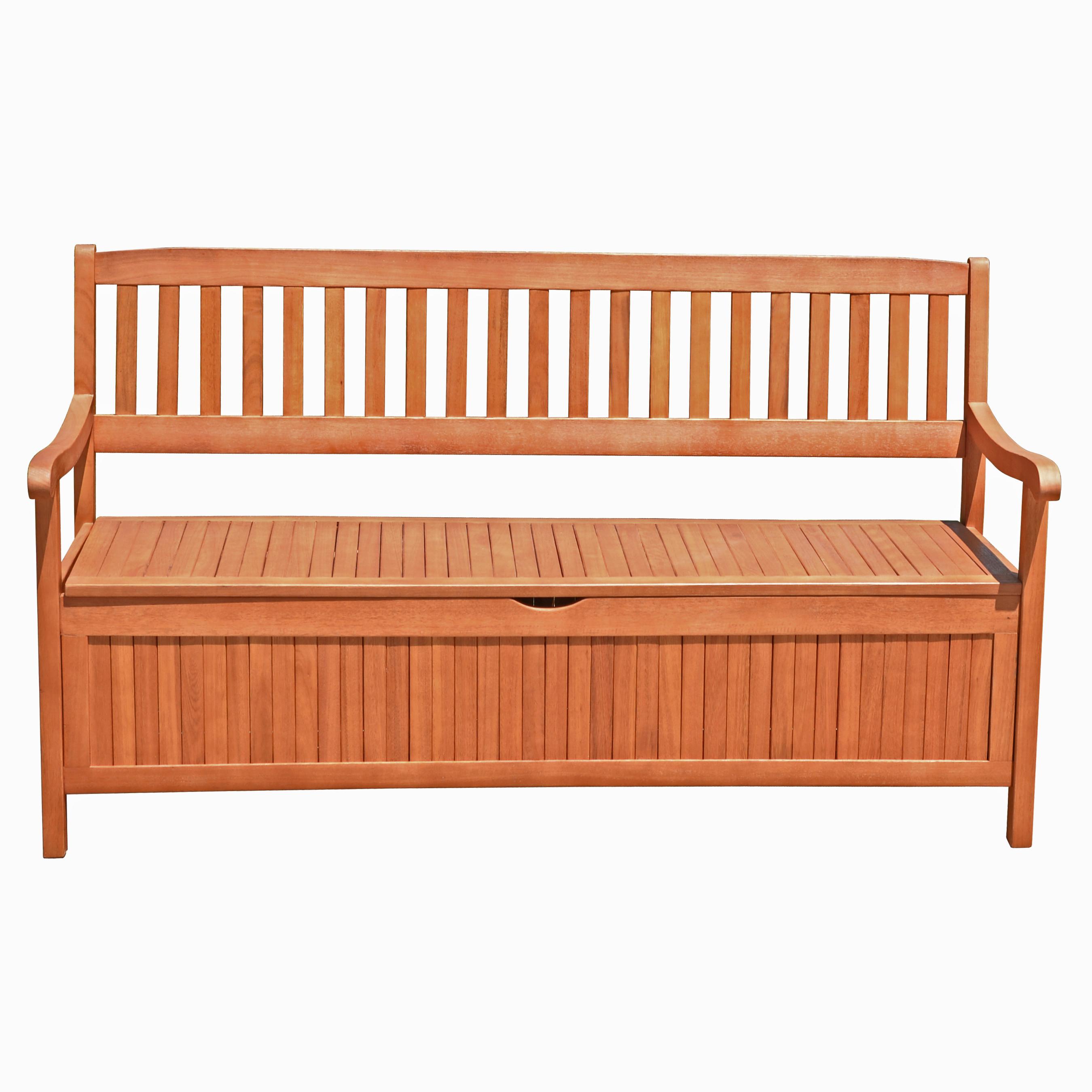 Gartenbank Eukalyptusholz 3-Sitzer Houston mit Truhe - Eukalyptusholzfarben, Basics, Holz (157/90/59cm) - Gardenson