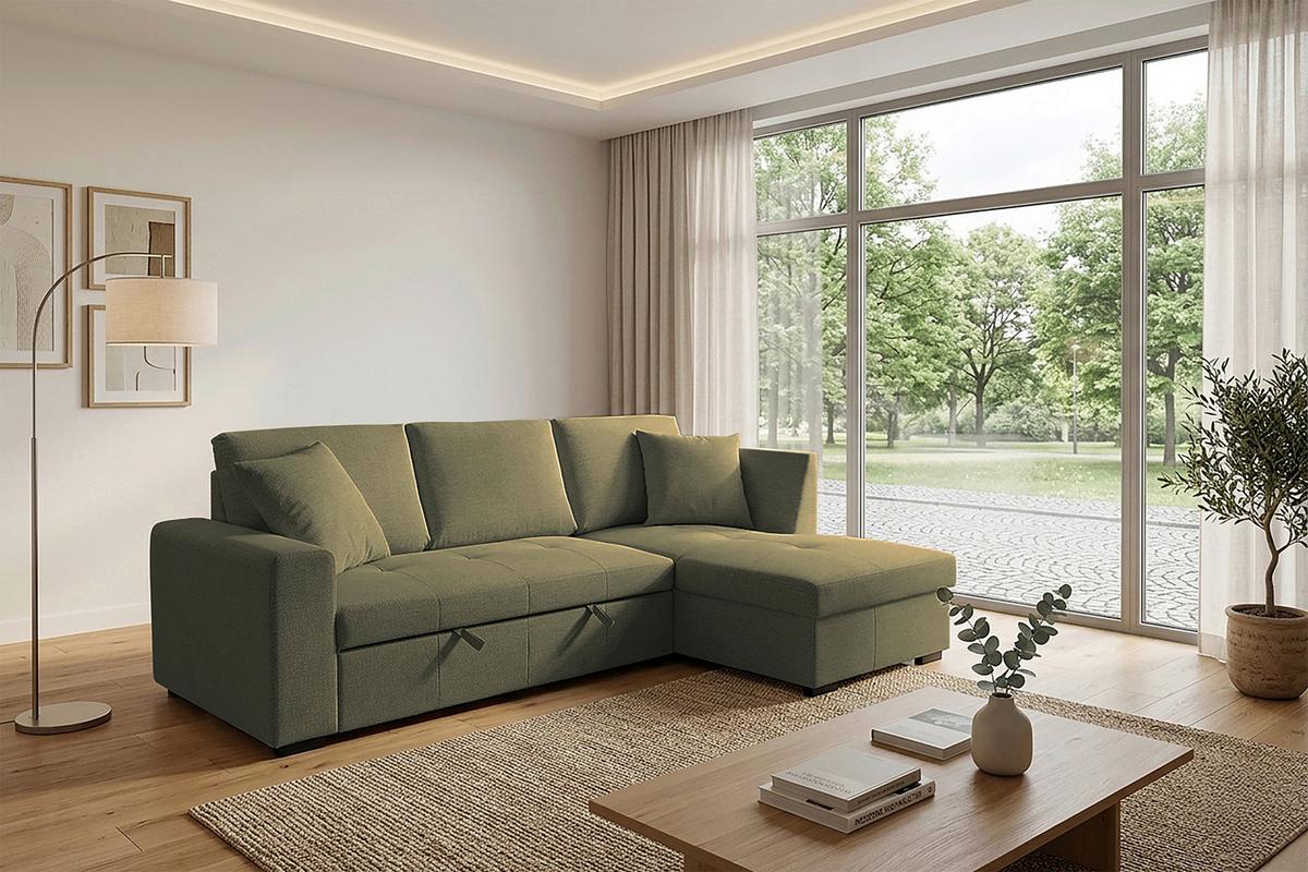 Ecksofa Lukas Olivgrün S: 239x158 Cm - Olivgrün, Trend, Textil (239/158cm)