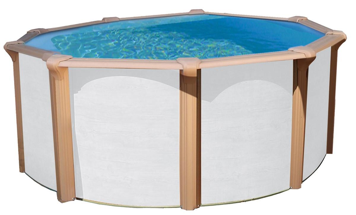 Stahlwandpool Rund Steely De Luxe mit Leiter Ø 550 cm - Braun/Weiß, Basics, Kunststoff (550/132cm)