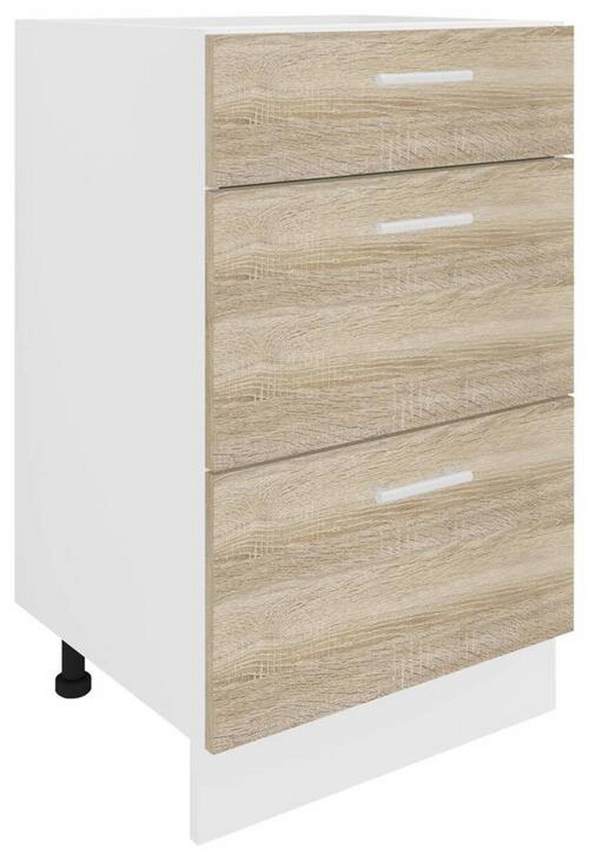 Küchenunterschrank Esilo B: 50 Cm Weiß/eiche Dekor - Weiß/Sonoma Eiche, KONVENTIONELL, Holzwerkstoff (50/82/46cm) - MID.YOU