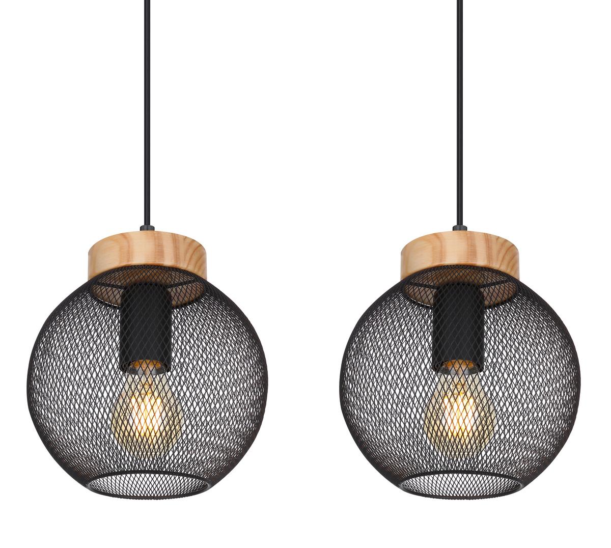 Hängeleuchte H: 120 Cm 4-Flammig, Braun/schwarz - Schwarz/Braun, Basics, Holz/Metall (95/20/120cm) - Globo