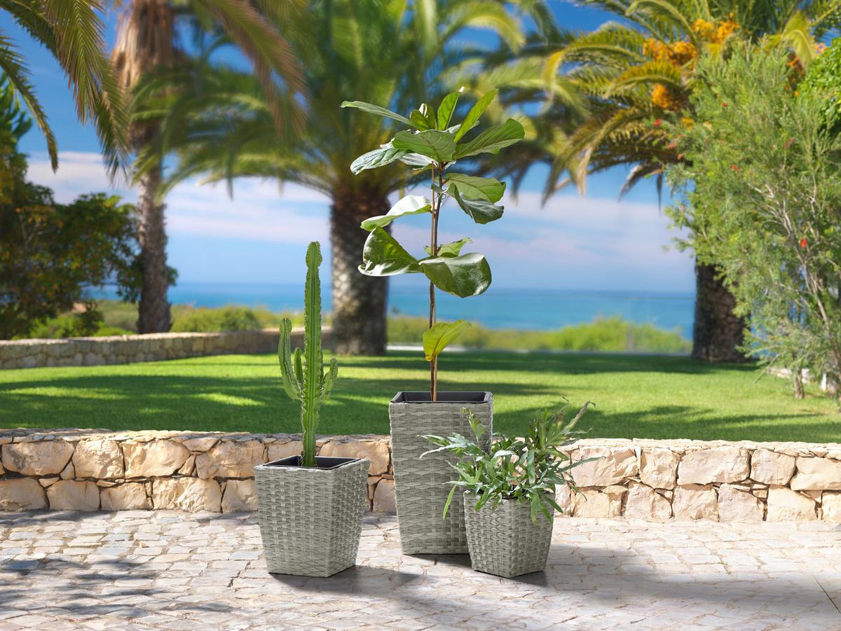 Blumentopf Nils - Schwarz/Grau, KONVENTIONELL, Kunststoff/Metall (23/27cm) - Luca Bessoni