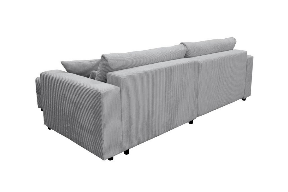 Rohová sedačka XELA, sedenie boxspring, sivý menč. - čierna/sivá, Modern, textil (265/170cm)
