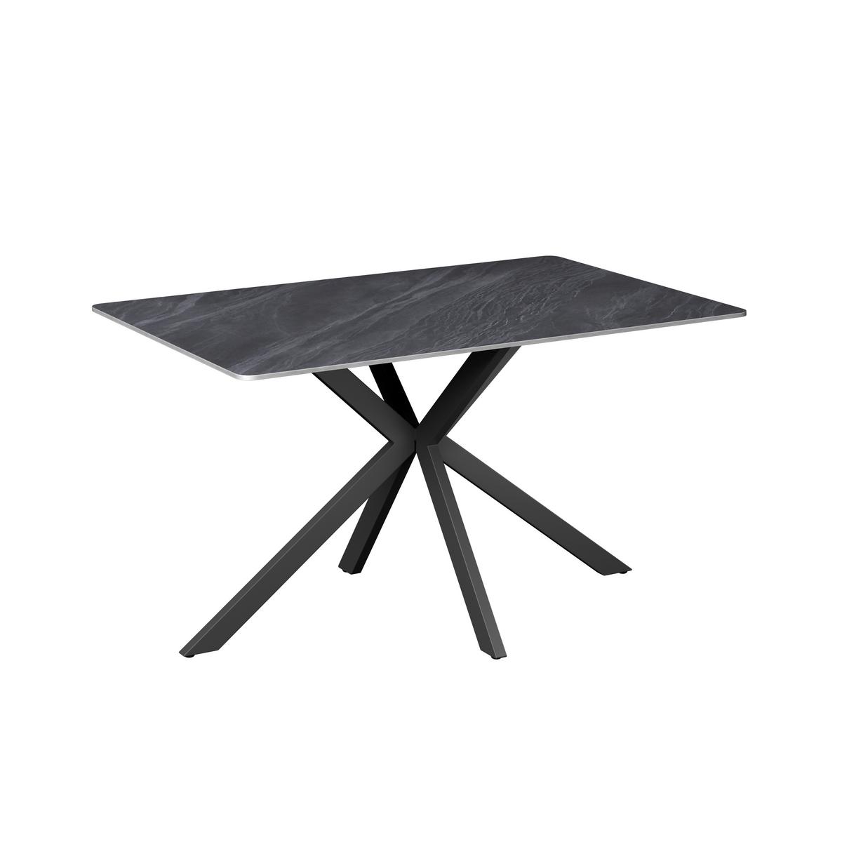 Esstisch Leon Keramik hellgrau, B: 140cm - Schwarz/Grau, Trend, Stein/Metall (140/90/75cm)