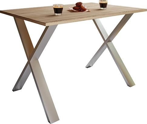 Jídelní stůl dub sonoma/ barvy stříbra, š: 140x80cm - barvy stříbra/Sonoma dub, Basics, kompozitní dřevo (140/80/76cm) - MID.YOU