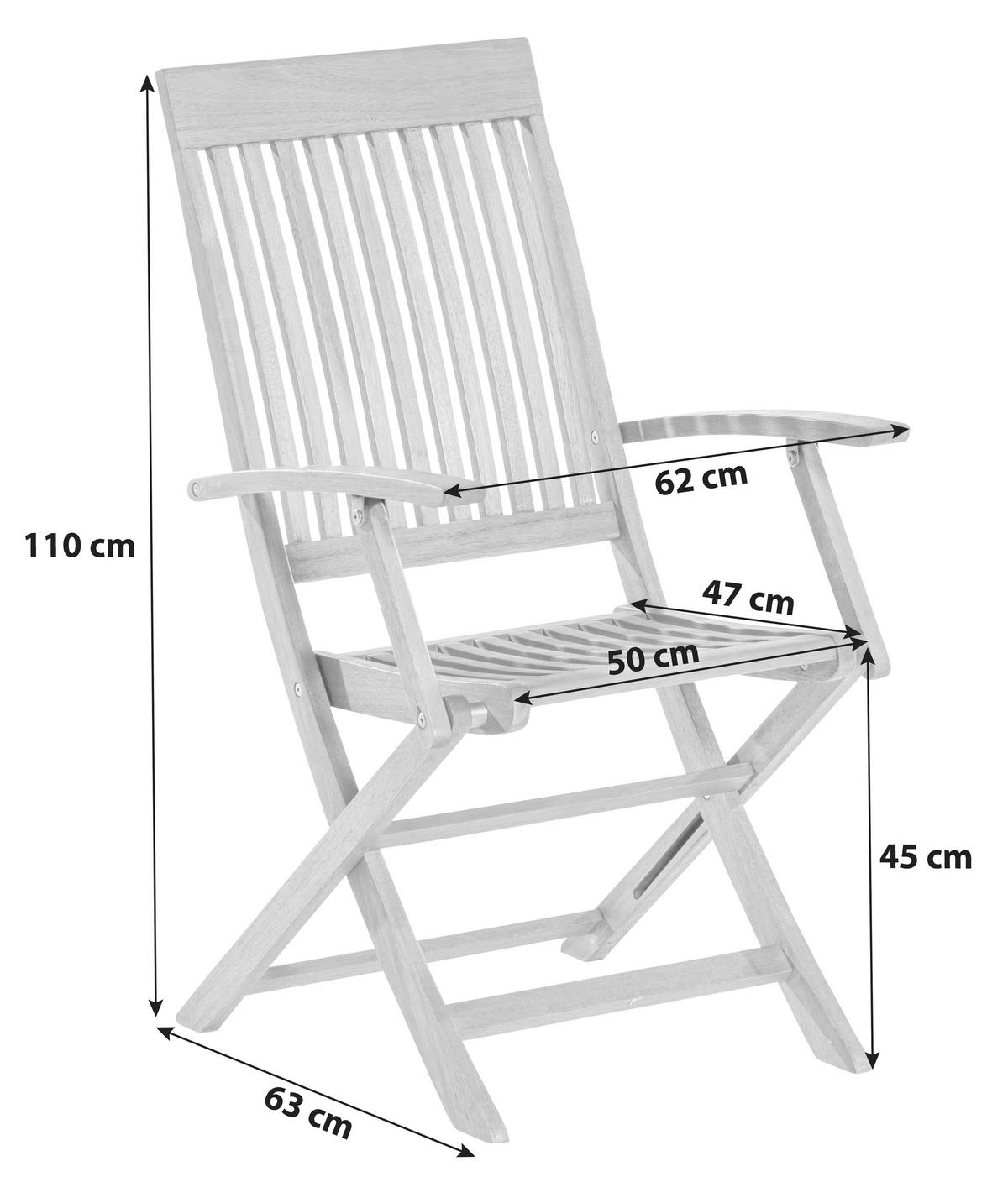 Gartesessel Klappbar Comodoro Holz Massiv - Naturfarben, ROMANTIK / LANDHAUS, Holz (62/110/63cm) - Gardenson