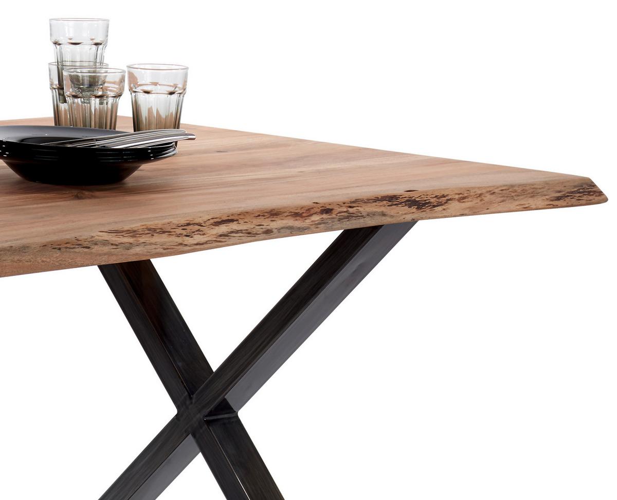 Esstisch mit Massivholz-Platte Calabria 180x100 cm Akazie - Schwarz/Akaziefarben, MODERN, Holz/Metall (180/78/100cm)