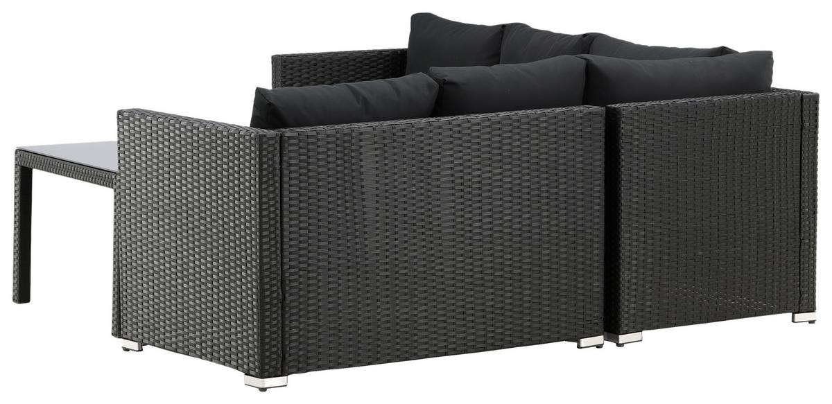 Loungegarnitur Kuba - Schwarz, KONVENTIONELL, Glas/Kunststoff - Gardenson